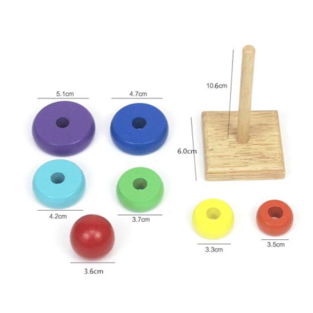Tháp Màu RainBow, Đồ chơi xếp tháp bằng gỗ cho bé