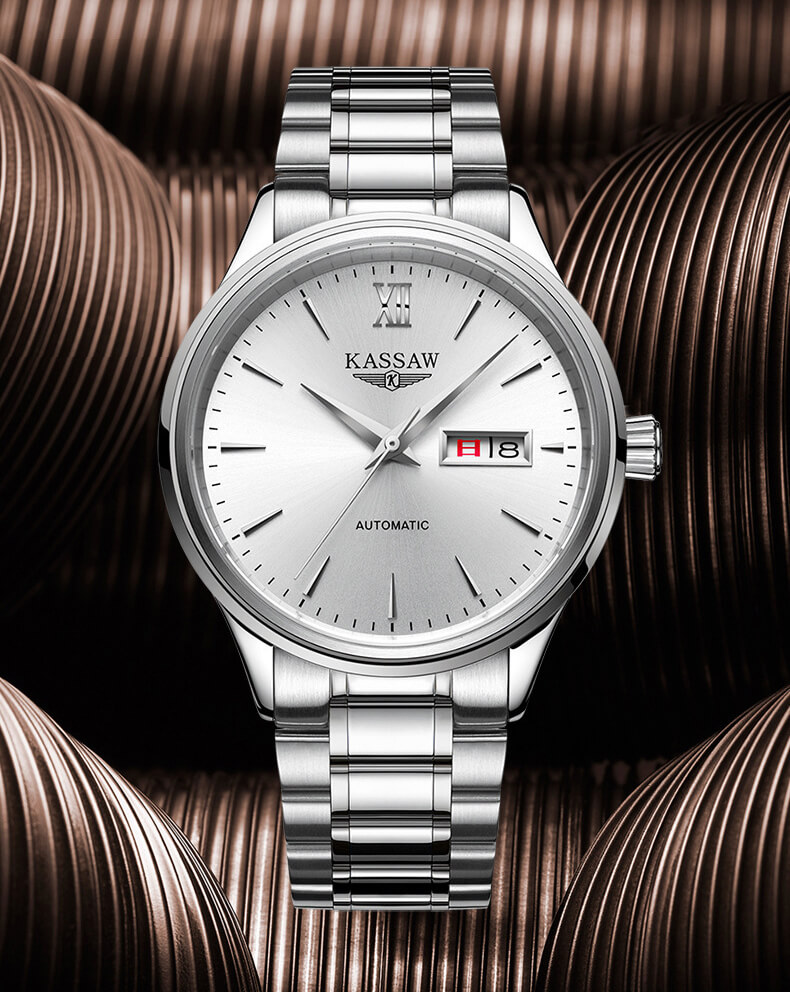 Đồng hồ nam chính hãng Kassaw K883-3 hàng mới 100% ,kính sapphire chống nước,chống xước,máy cơ (Automatic),mặt đen dây kim loại thép không gỉ 316L ,kiểu dáng đơn giản ,size mặt to 42mm
