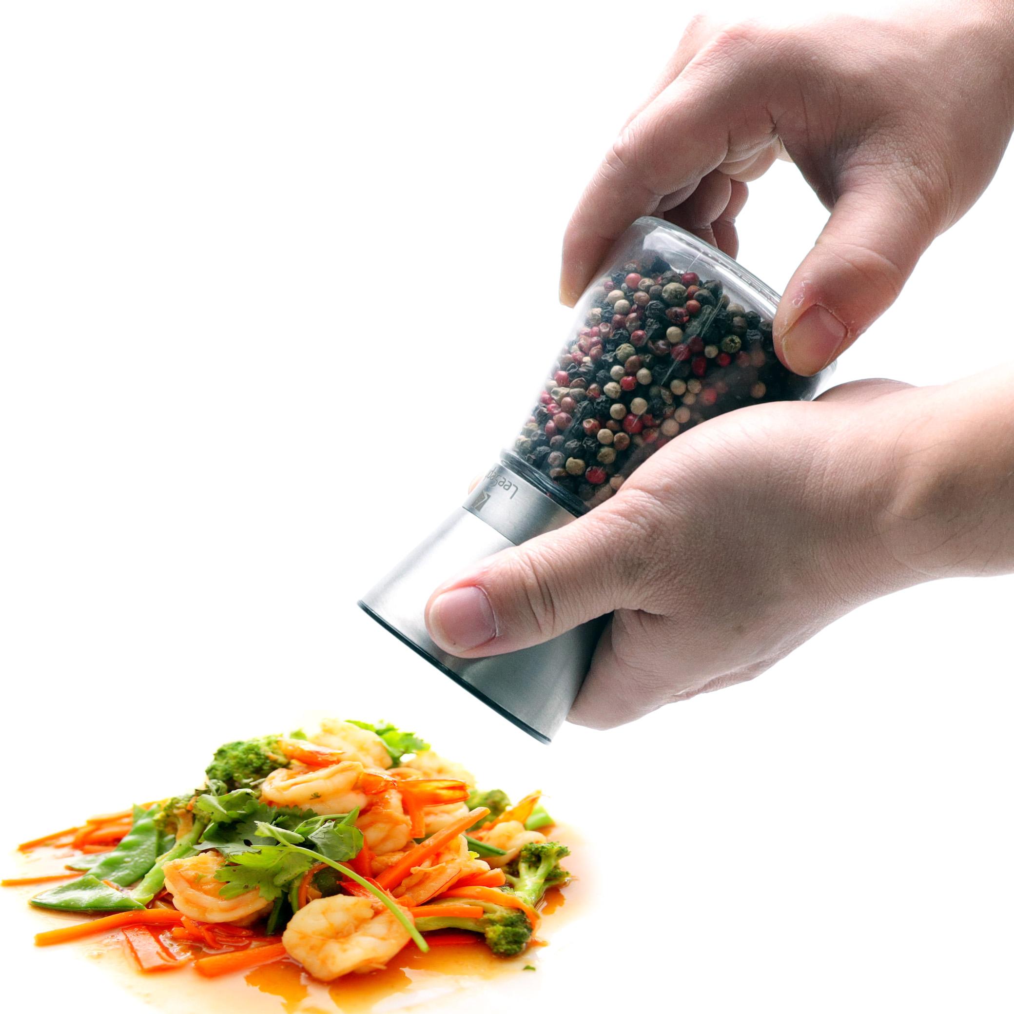 Muối Và Cối Xay Tiêu Bộ 2 Năm 304 Thép Không Gỉ Máy Xay Tiêu Và Muối Máy Xay Có Thể Điều Chỉnh Gốm Cánh Quạt, phụ Kiện Nhà Bếp