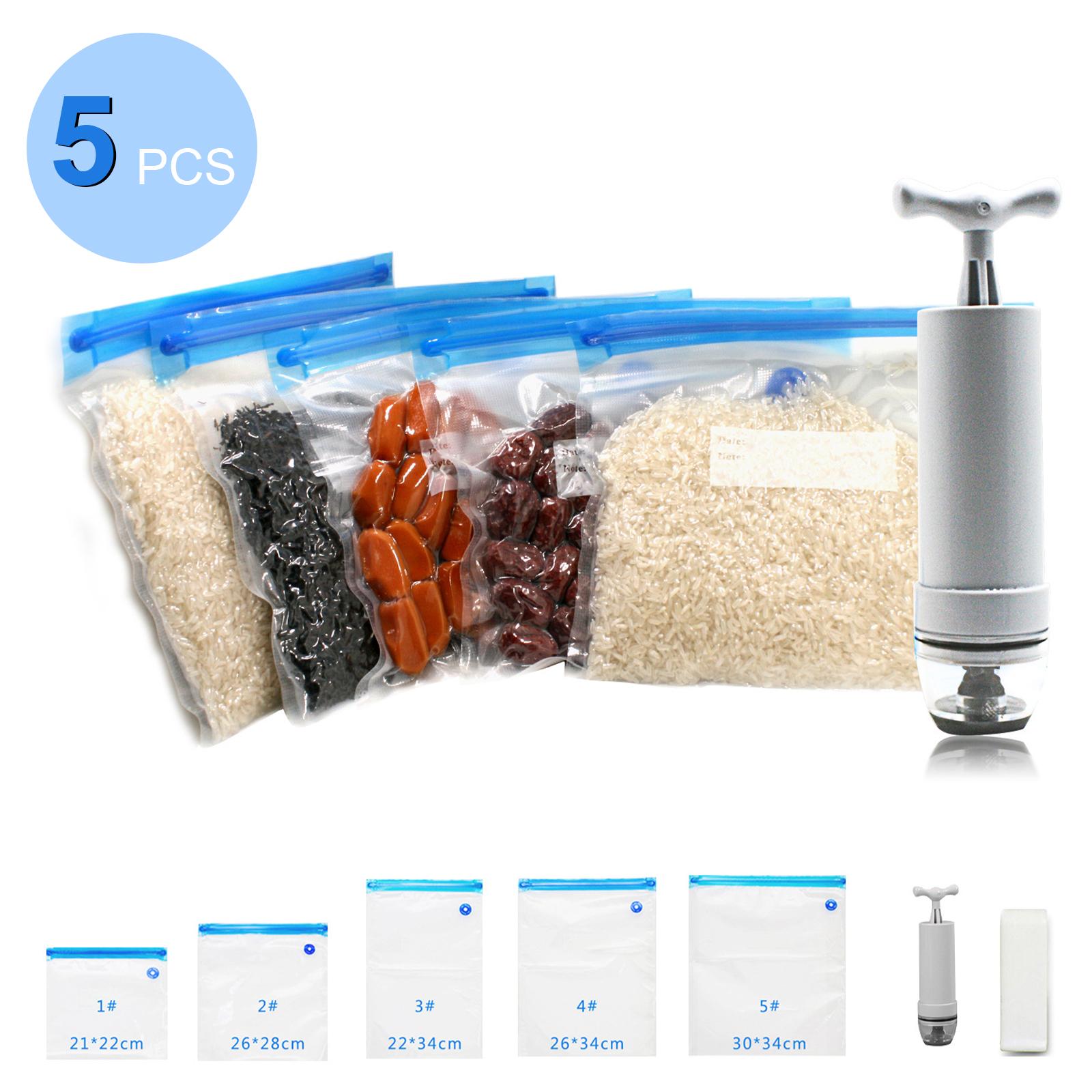 Bộ lưu trữ thực phẩm gồm, 5 túi thực phẩm, máy hút chân không