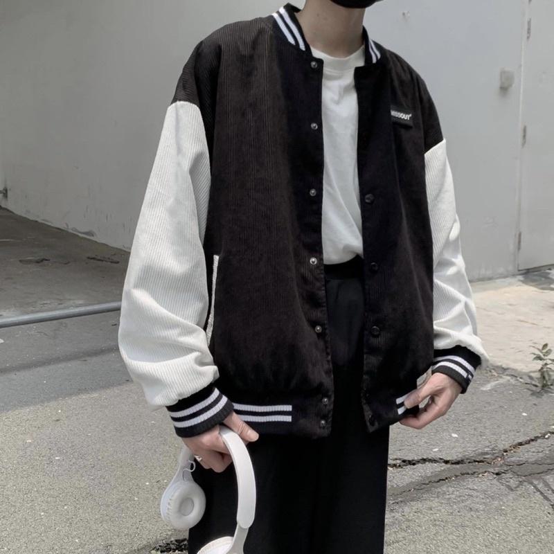 Áo khoác nam nữ - Bomber jacket  chất liệu nhung gân dày dặn form rộng rãi MISSOUT