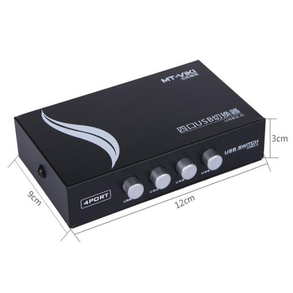 USB 2.0 Manual Sharing Switch KVM Switcher Adapter Box 4 Computers Share 1 USB Device Hub for Printer Scanner