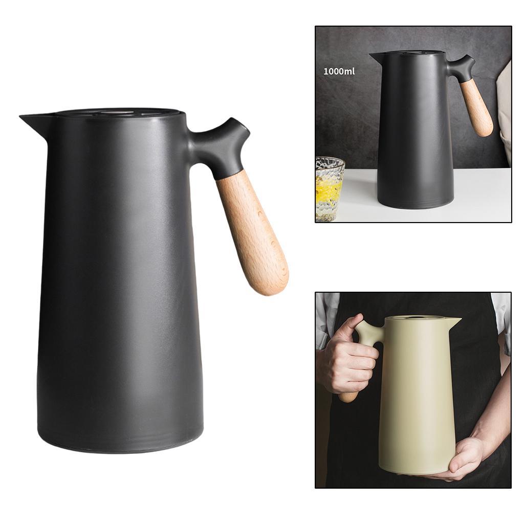 2X Large Capacity Thermal Double Walled Kettle Household Pot Glass 1L Black