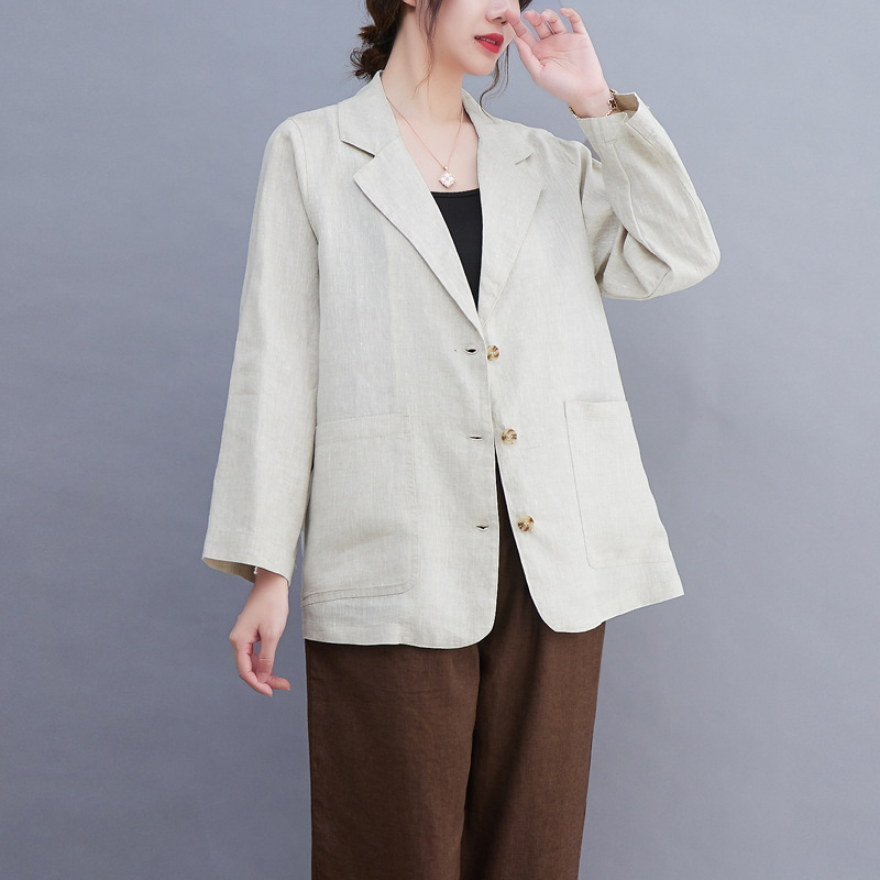 Áo vest blaze linen nữ 1 lớp dài tay có túi, thời trang trẻ, phong cách công sở ARCTIC HUNTER