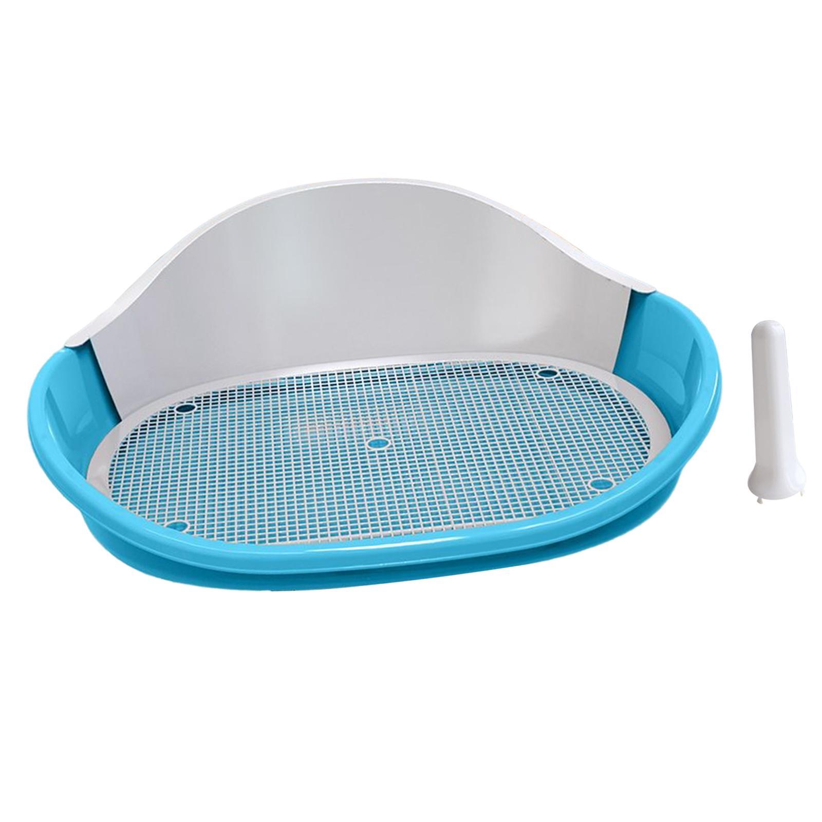 Dog Toilet with Urinary Column Dog Litter Tray Mesh Grids Potty Trainer Blue