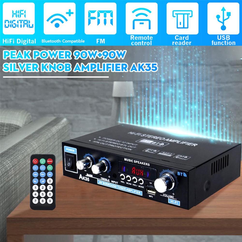 AK35 800W Bộ Khuếch Đại Âm Thanh Kỹ Thuật Số 2 Kênh Bluetooth 5.0 HiFi FM Âm Nhạc Tự Động Loa Siêu Trầm Loa Âm Thanh Nổi Nhà Ô Tô Bộ Khuếch Đại Công Suất Color: US plug