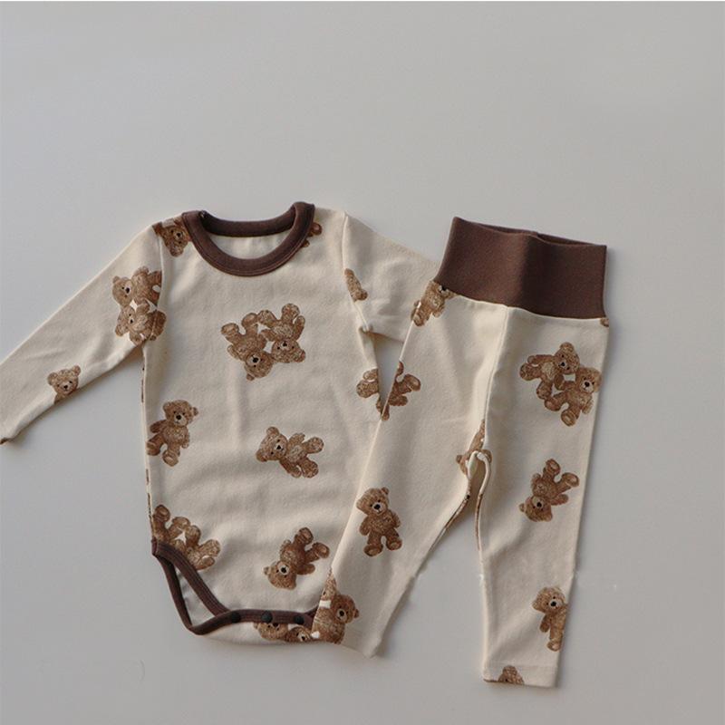 2021 Thu Mới Gấu Cho Bé Bộ Quần Áo Dài Tay Bé Trai Áo + Quần Legging Cho Bé Gái 2 Bộ Đồ Ngủ Phù Hợp Với cho Bé Hoạt Hình Phù Hợp Với Áo