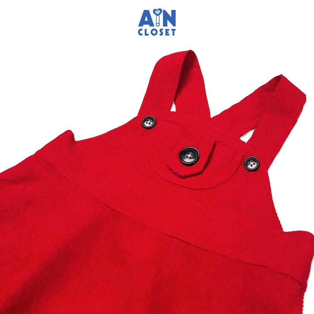 Váy yếm bé gài Đỏ trơn nhung tăm - AICDBGEPAFFX - AIN Closet