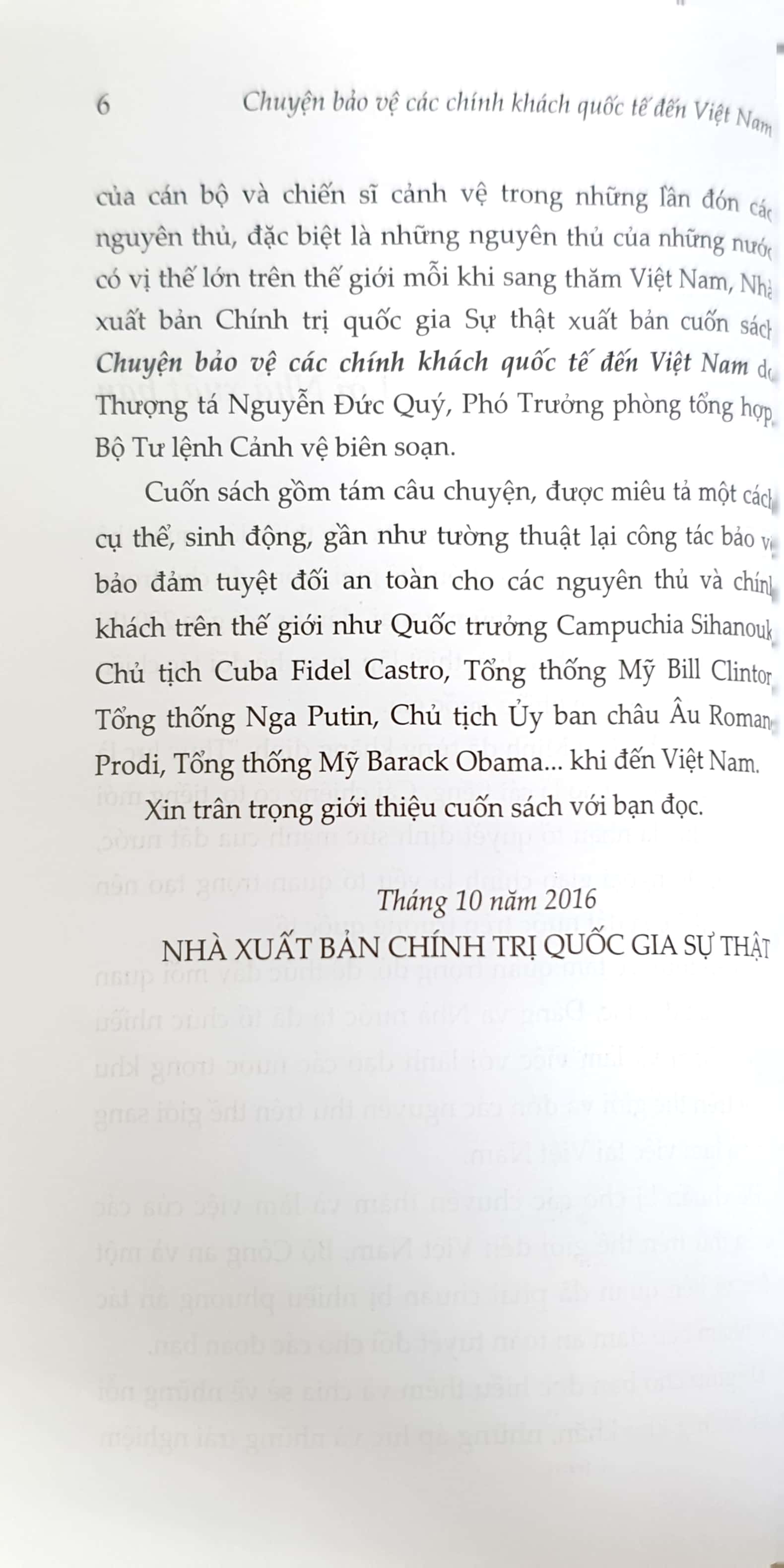 Chuyện bảo vệ các chính khách quốc tế đến Việt Nam