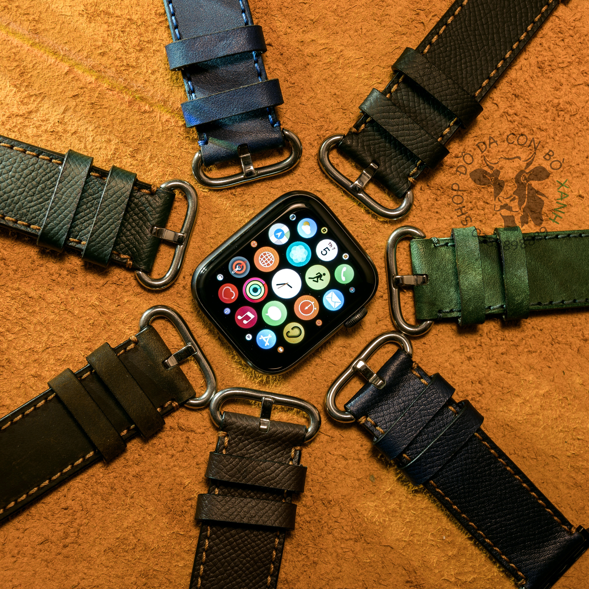 Dây da đồng hồ dành cho Apple Watch handmade da thật