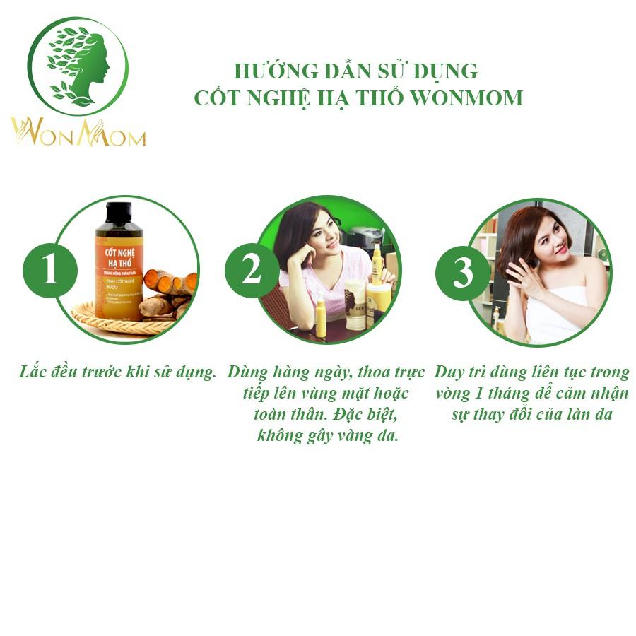 Bộ dưỡng trắng mịn da hữu cơ, sáng hồng da mặt, mịn màng body Wonmom (1 sữa rửa mặt + 1 cốt nghệ hạ thổ)