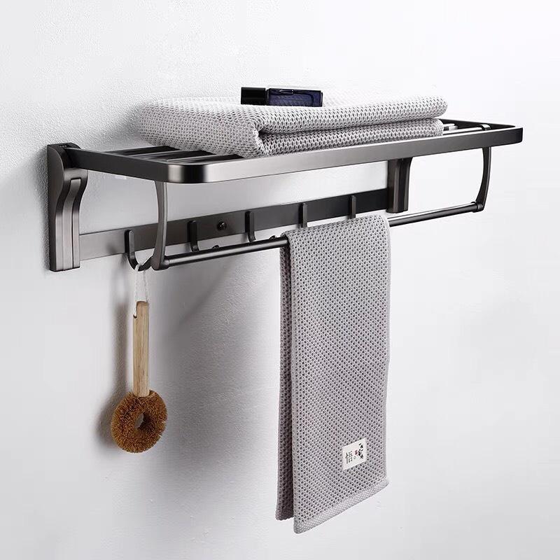 Máng Khăn Tầng Đa Năng màu xám - Máng Khăn Xếp màu xám - Móc áo màu xám inox 304