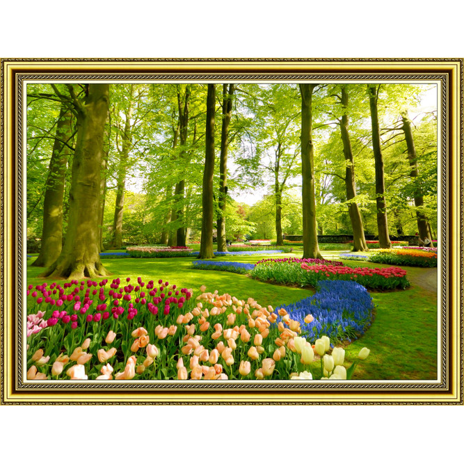 Decal trang trí tường giả khung tranh vườn hoa mùa xuân TN0037KV2 (khác TN0037KV về kích thước và khổ tranh)