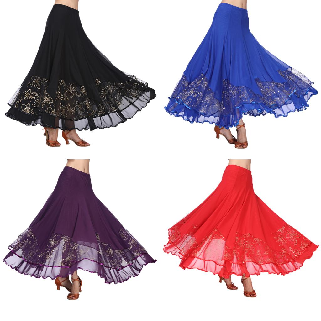 Women’s Flamenco Ballroom Dance Skirt Full Circle Swing Skirt Costume