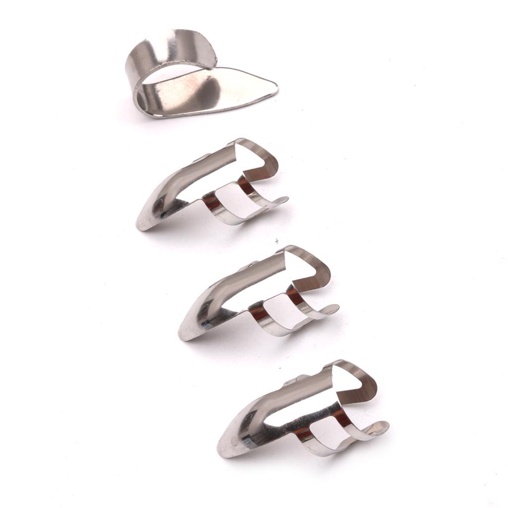 4pcs Finger Picks Stainless Steel Guitar Finger Picks & Thumb Pick Set
