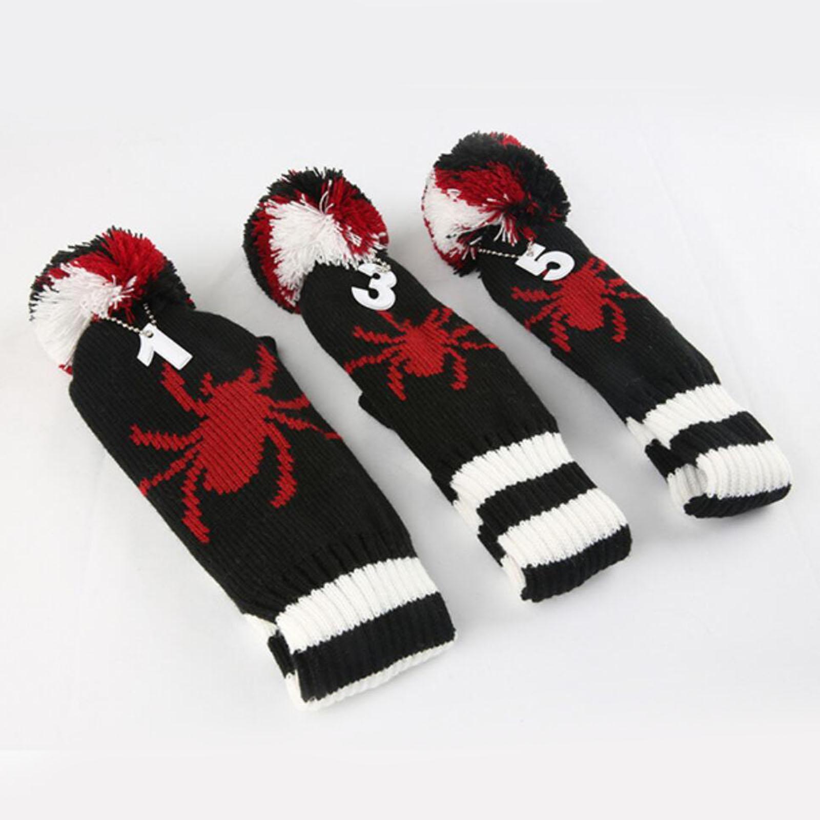 3Pcs Knit Golf Headcover Driver Cover Portable Golf Club Wood Head Covers for Driver Wood, Fairway Wood and Hybrid Protect Sleeves