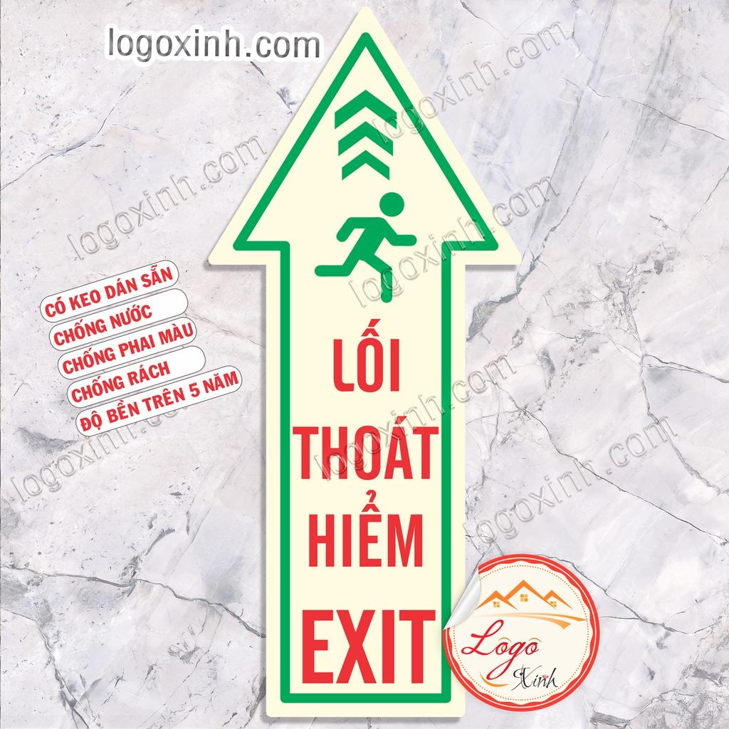 Logo sticker Mũi tên thoát hiểm dán trên nền, sàn nhà , mũi tên Exit chỉ hướng thoát hiểm, chống nước, chống phai màu