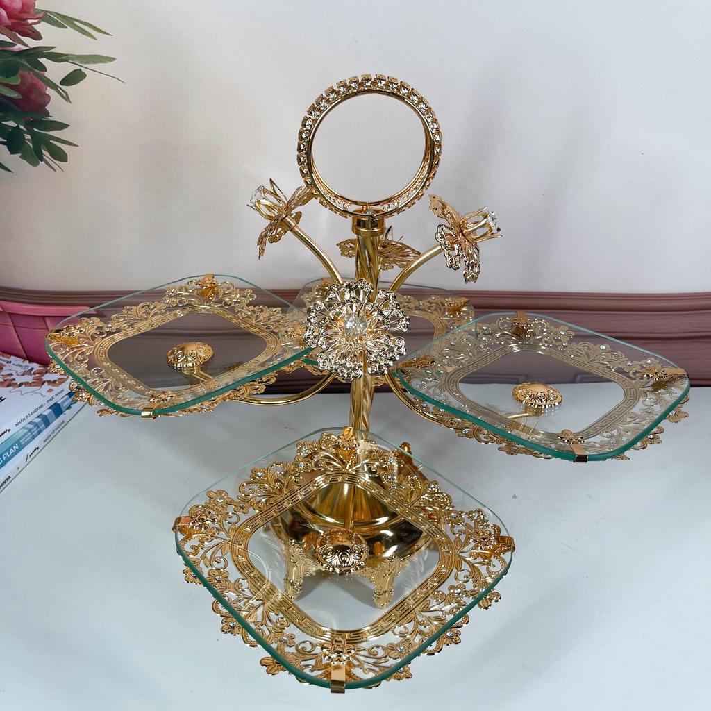 Đĩa quả họa tiết sơn trà tân cổ điển sang trọng tinh tế DQ20
