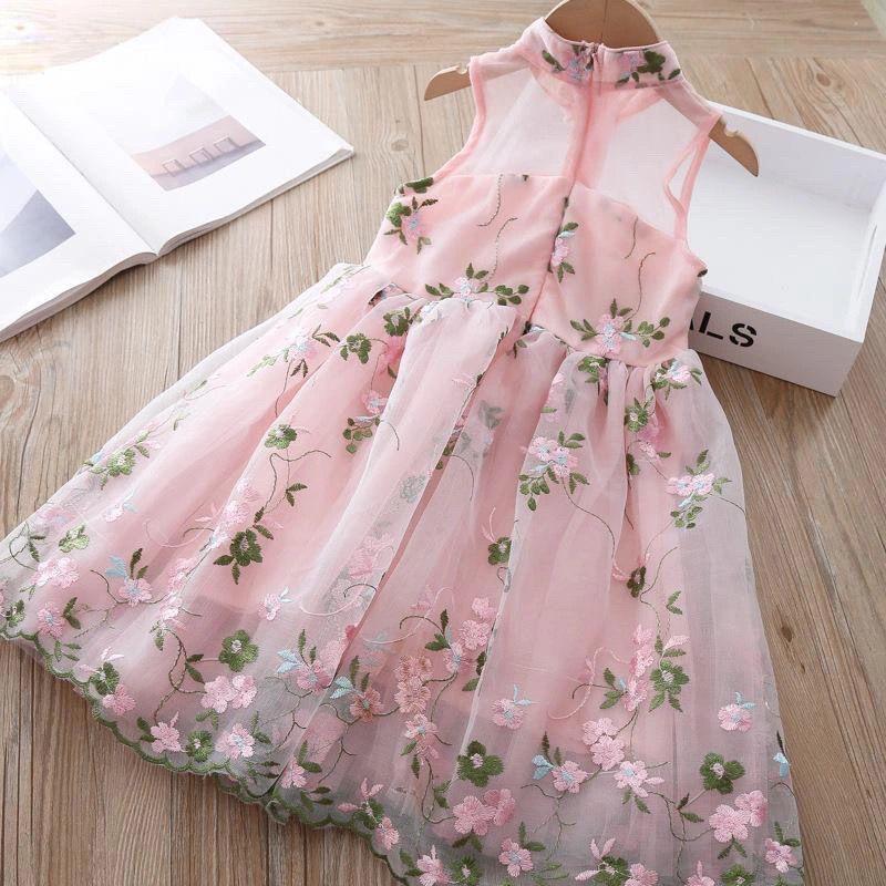 DIYIWEI Cô gái ăn mặc mùa hè váy nàng tiên váy cô gái nhỏ váy công chúa lưới đỏ phong cách phương Tây trung bình lớn váy lưới cho trẻ em