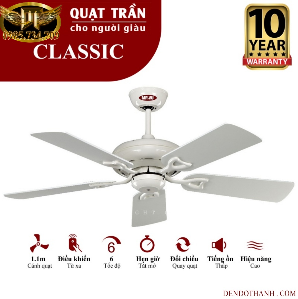 Quạt trần MR VŨ classic quạt trần cho người giàu mẫu trang trí hiện đại QTD