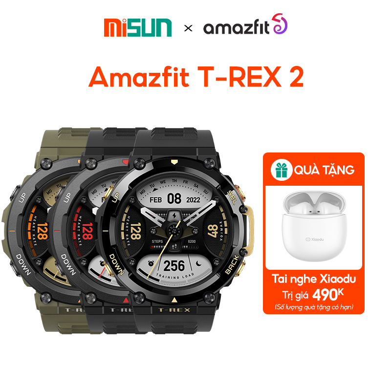 Amazfit T-Rex 2 - Đồng hồ thông minh | GPS | Pin đến 24 ngày | Chống nước 100M | Hàng Chính Hãng