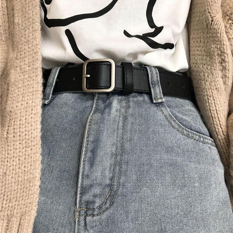 Thắt Lưng Unisex Cao Cấp Bản 3cm Mặt Chữ Vuông Màu Đen Đẹp - Dây Lưng Da PU Mặt Kim Loại Hàn Quốc - CBelt - Maxshopdoc
