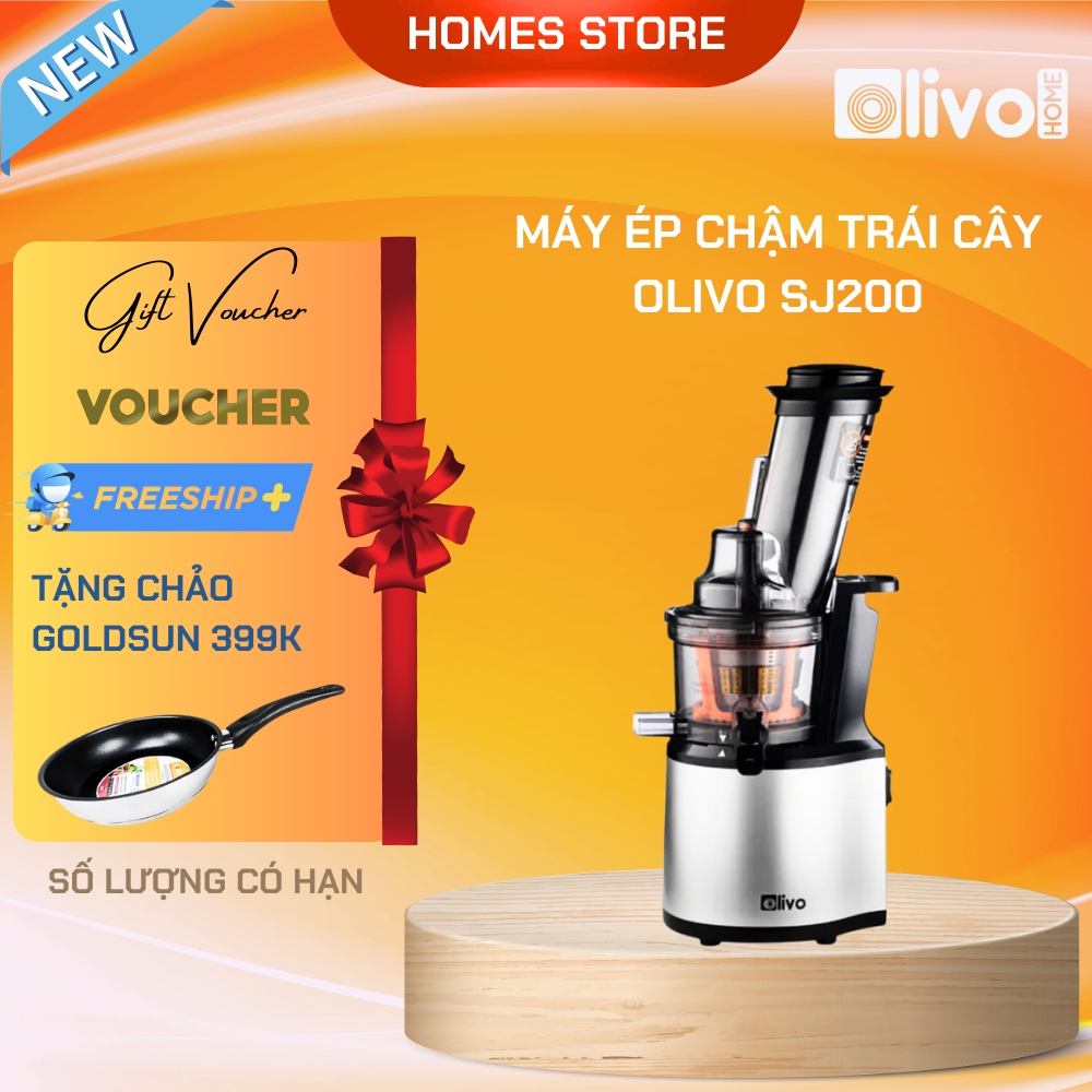 Máy Ép Chậm Olivo SJ200 Thương Hiệu Mỹ Vỏ Hợp Kim Trái Cây Ép Kiệt 96% Dung Tích 0.5 Lít Công Suất 200 W - Hàng Chính Hãng