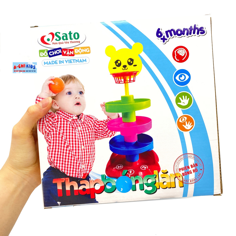 Tháp Bóng Lăn Đồ Chơi Khám Phá Chuyển Động - Nhiều Màu Sắc An Toàn Bằng Nhựa Vui Nhộn Cho Bé Yêu