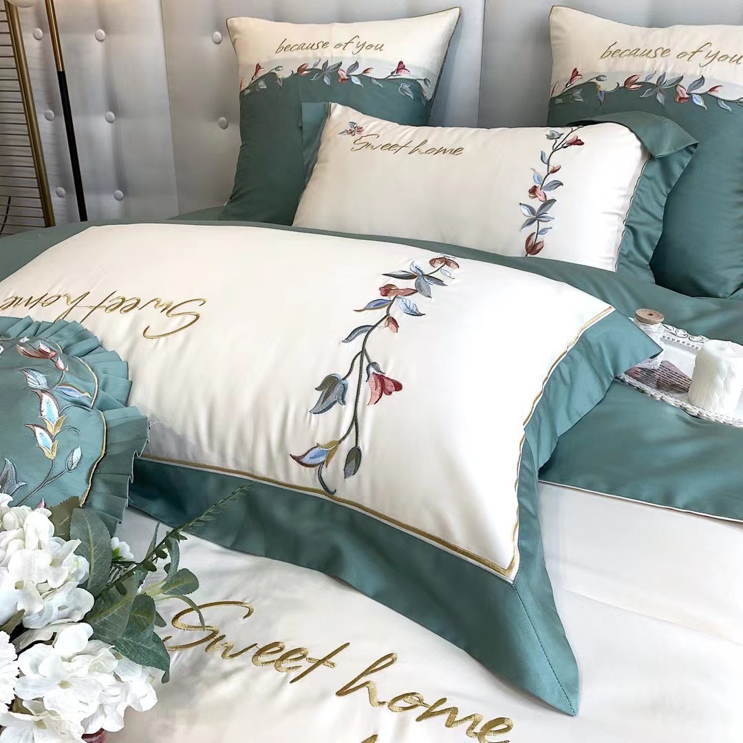 Set lụa 7 món sang trọng LYG mềm mịn tặng 02 ruột gối bông Micro cao cấp