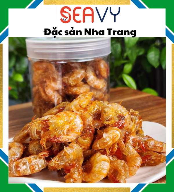 Đặc Sản Nha Trang - Tôm sấy giòn tẩm gia vị ăn liền Đặc sản Nha Trang Seavy Hộp 500g
