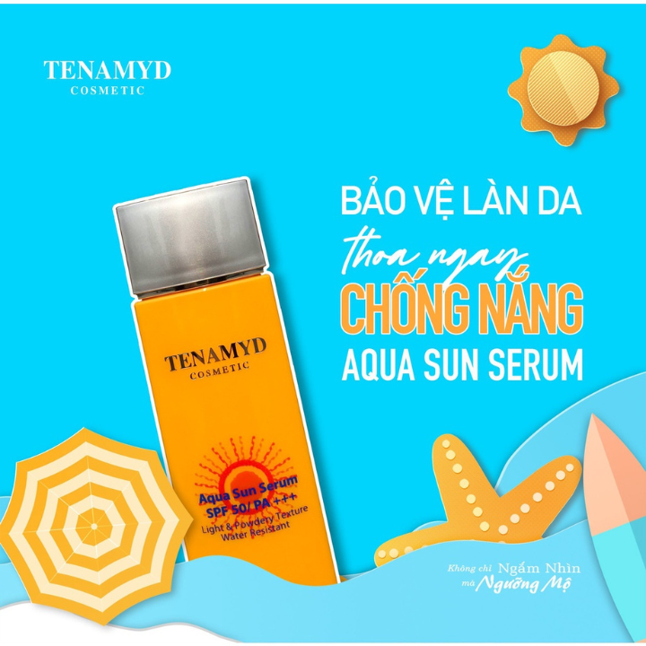 Kem chống nắng dạng nước kiềm dầu Tenamyd Aqua Sun Serum Skincare SPF 50/ PA+++ dành cho da dầu