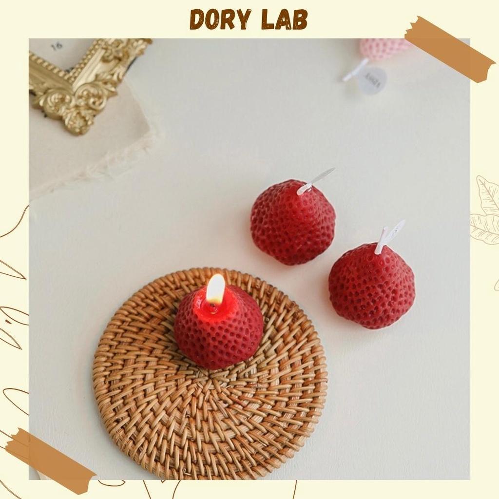 Nến Thơm Dâu Tây Handmade Không Khói, Phụ Kiện Decor - Dory Lab