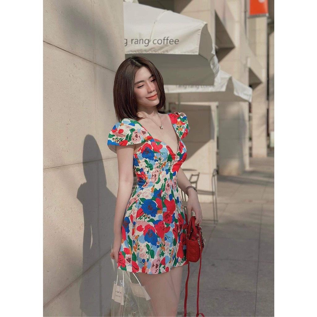 ĐẦM BÔNG CỔ VUÔNG TAY KIỂU DÁNG XÒE CÓ MÚT NGỰC HÀNG THIẾT KẾ CAO CẤP NHÉ CÁC NÀNG IU ƠI