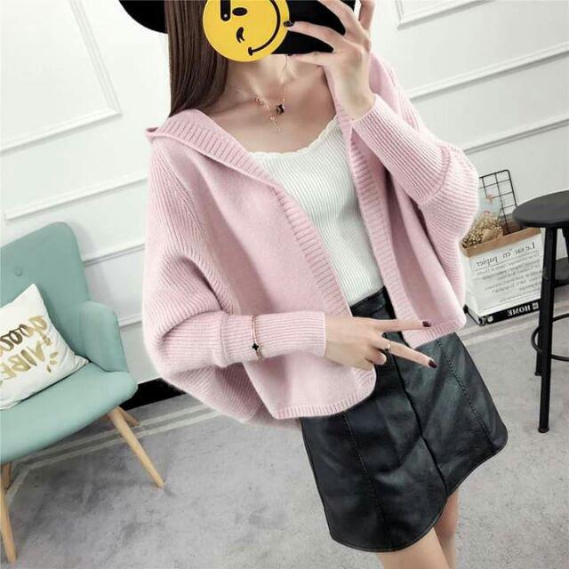 Áo khoác cardigan mũ cánh rơi hàng Quảng Châu cao cấp mặt lông nhẹ đanh mịn nhé