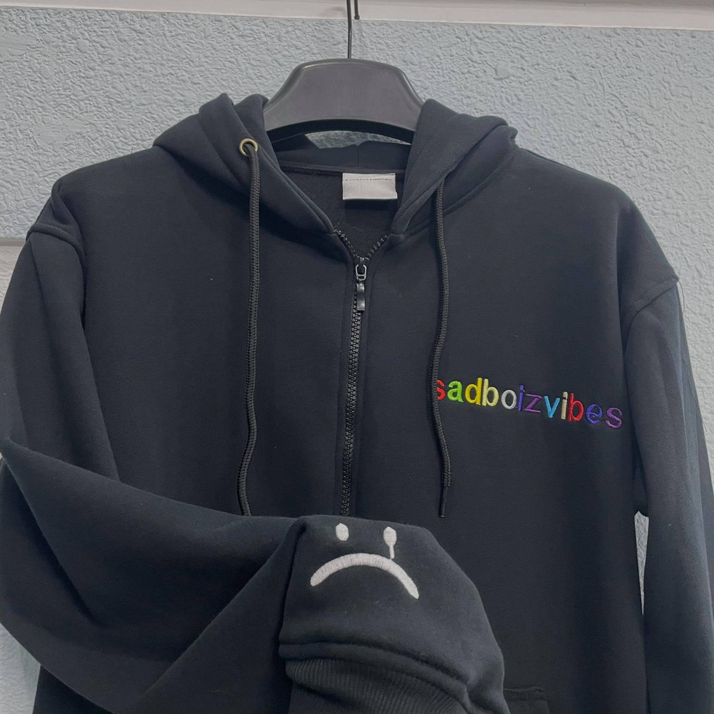 Áo hoodie Sadboizvibes zipper áo khoác dây kéo sad boiz form rộng nam nữ unisex - Gin Store