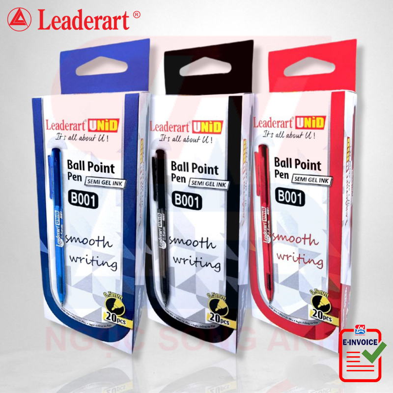 Bút bi bấm LeaderArt B001 - Ngòi 0.5mm - - Hộp 20 chiếc