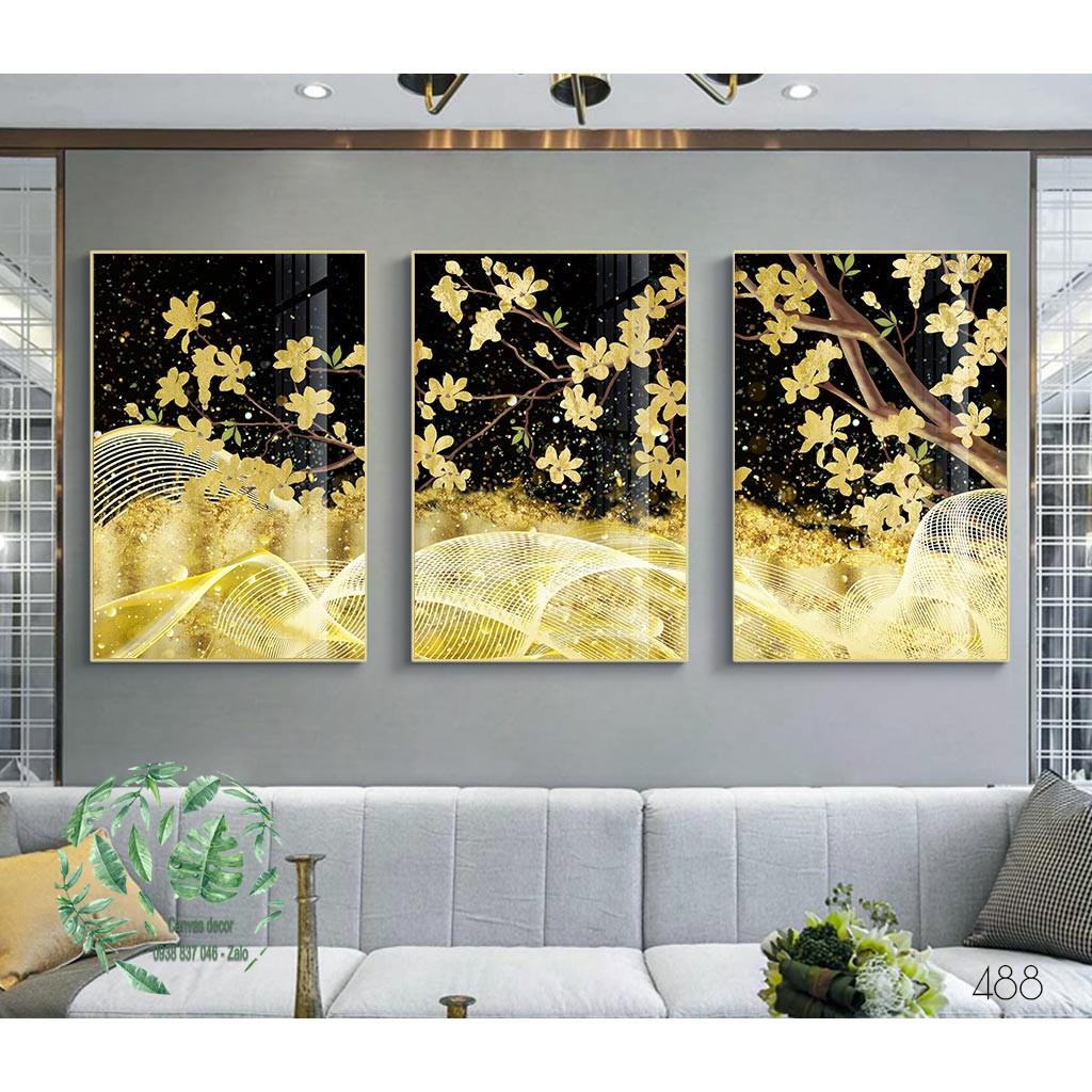 Bộ tranh canvas treo tường hoa mai vàng