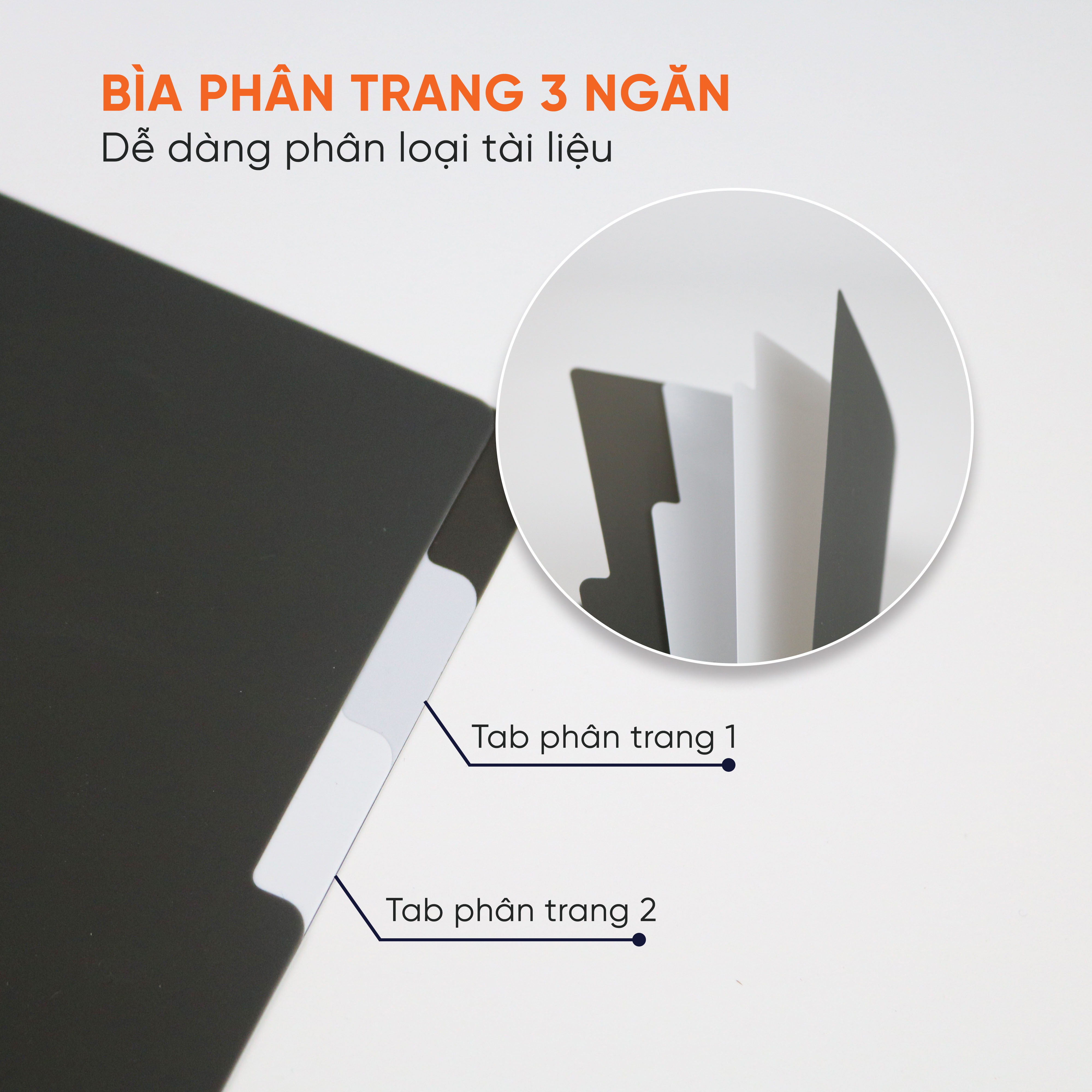 Hình ảnh Bìa Lá 3 Ngăn Phân Trang A4 Silky AO+ Nhựa PP/ A4 (5 Cái/Bộ)