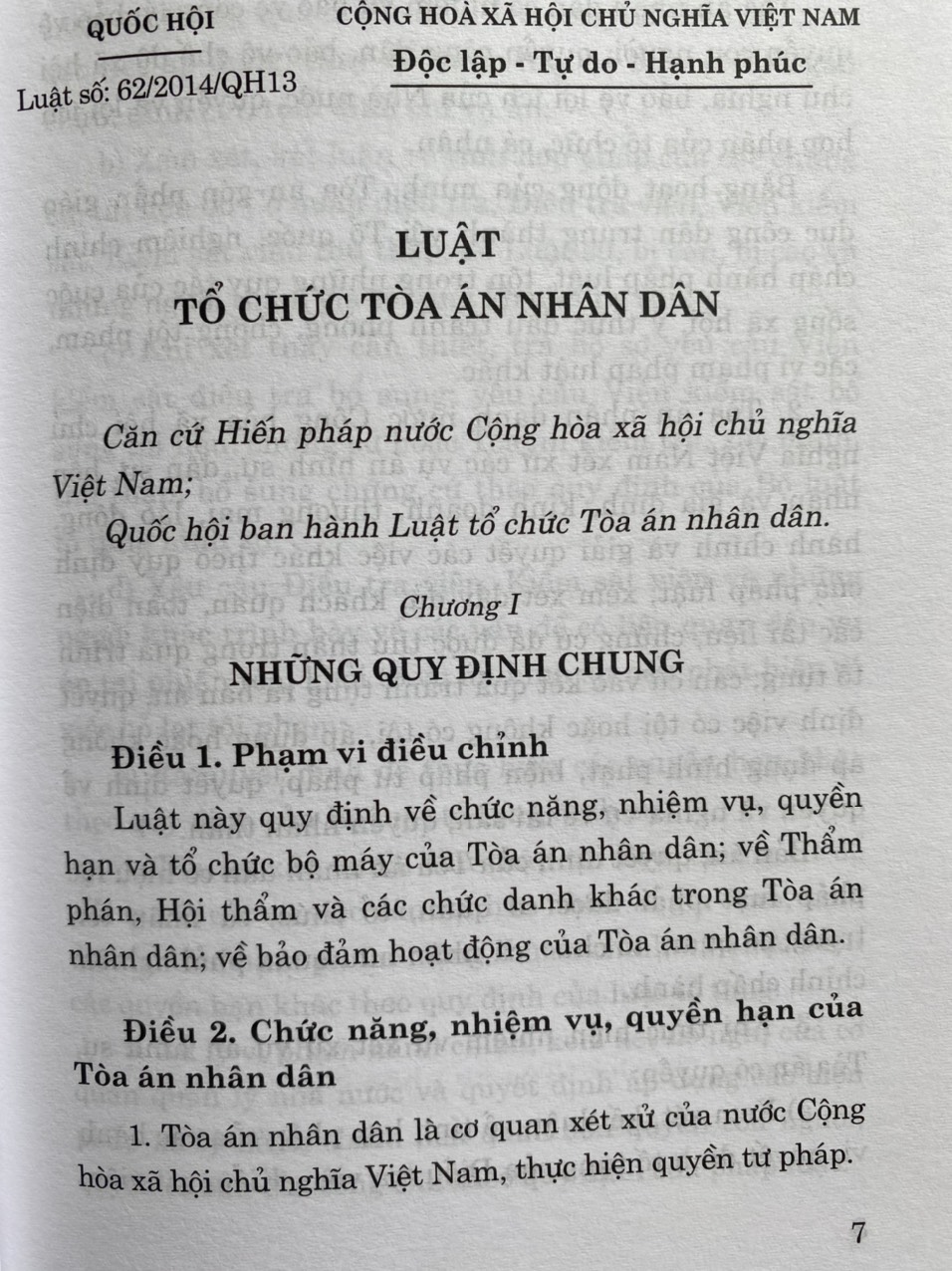 Luật Tổ Chức Toà Án Nhân Dân ( Hiện Hành )