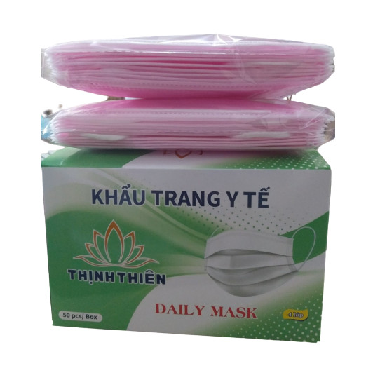 Khẩu Trang Y Tế 4 Lớp Thịnh Thiên (Màu Hồng - Hộp 50 Cái)