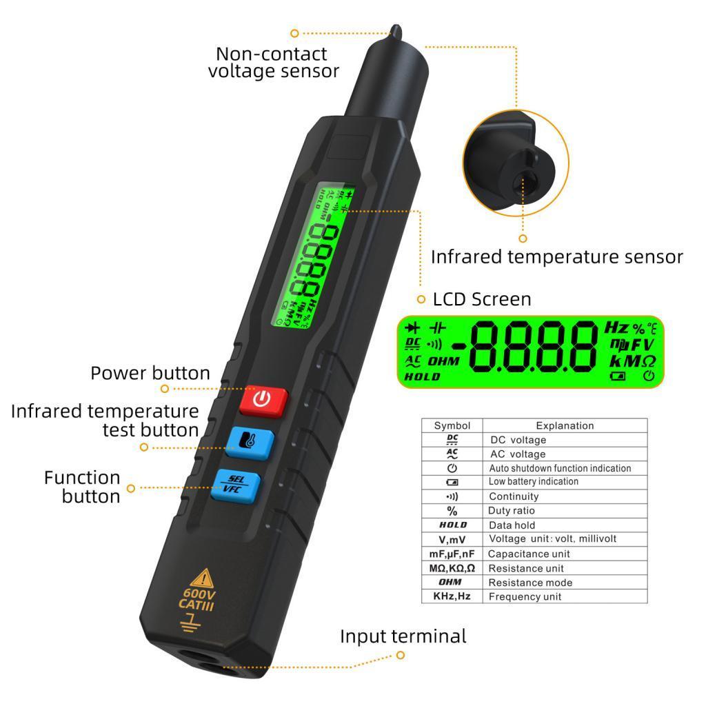 Digital Multimeter LCD Display Continuity Test Automatic for Electricians