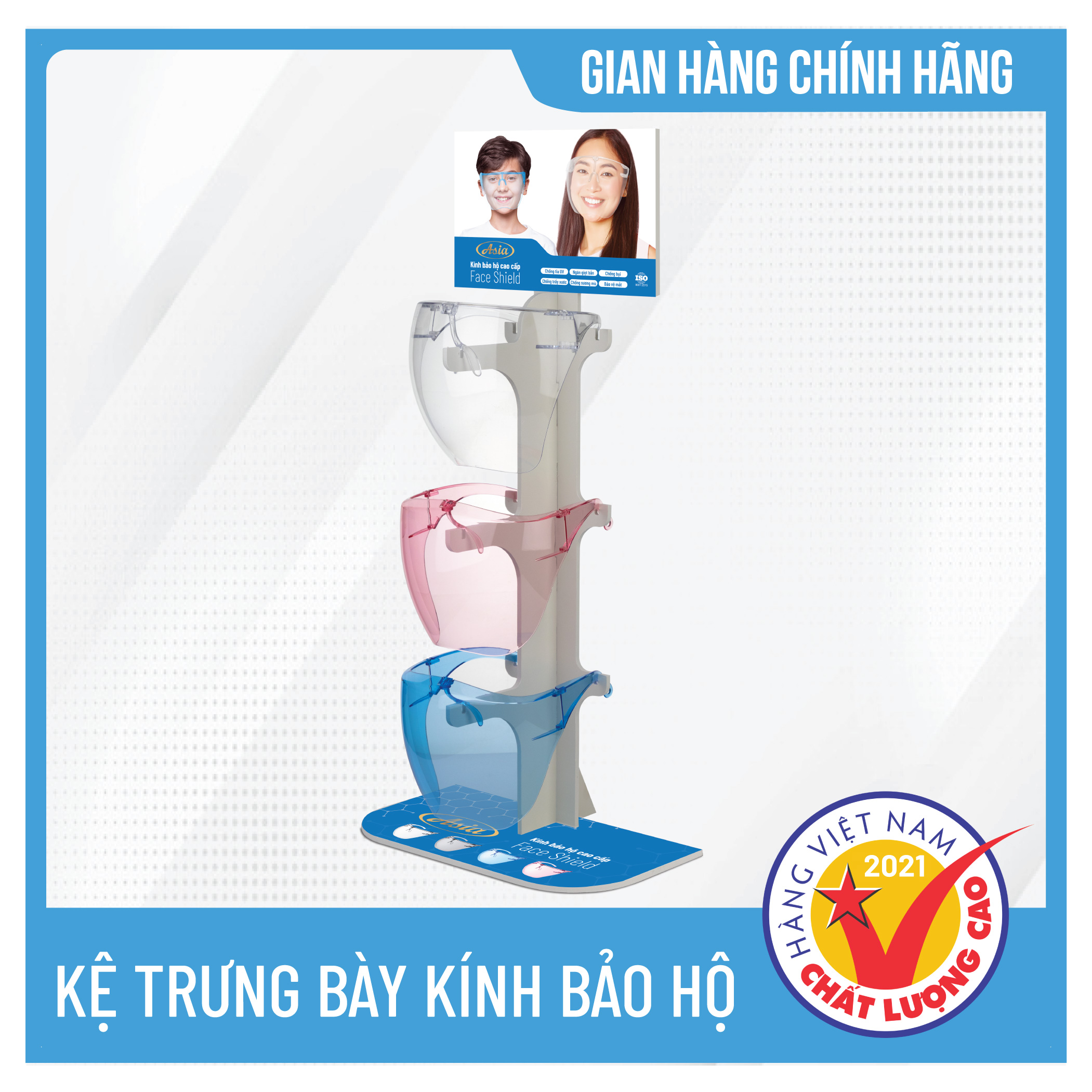 Kính chống giọt bắn cao cấp Asia - Face Shield - Phòng dịch covid, Chống khói bụi, Chống đọng sương, Bảo vệ mắt -  Đủ màu sắc