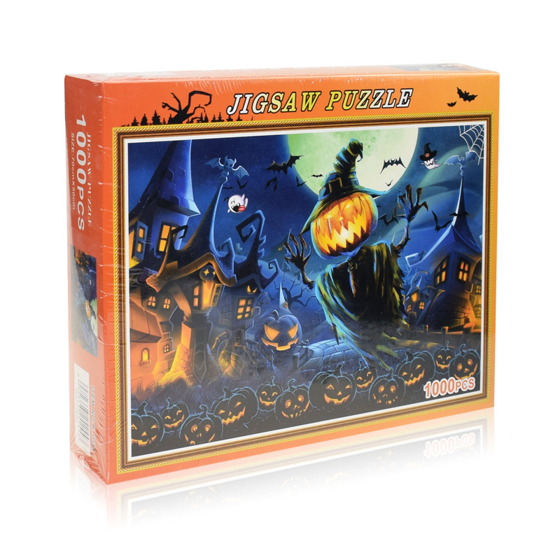 Bộ Tranh Ghép Xếp Hình 1000 Pcs Jigsaw Puzzle (Tranh ghép 70*50cm) Đèn Bí Ngô Helloween Bản Thú Vị Cao Cấp