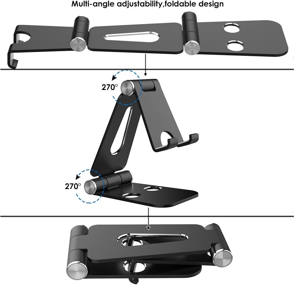 Giá đỡ Aluminum đa năng cho máy tính bảng điện thoại hiệu HOTCASE Dual Foldable Stand Holder hợp kim nhôm (thiết kế gọn nhẹ, tính di động cao, phù hợp nhiều dòng máy từ 3.5 inch trở lên) - Hàng nhập khẩu