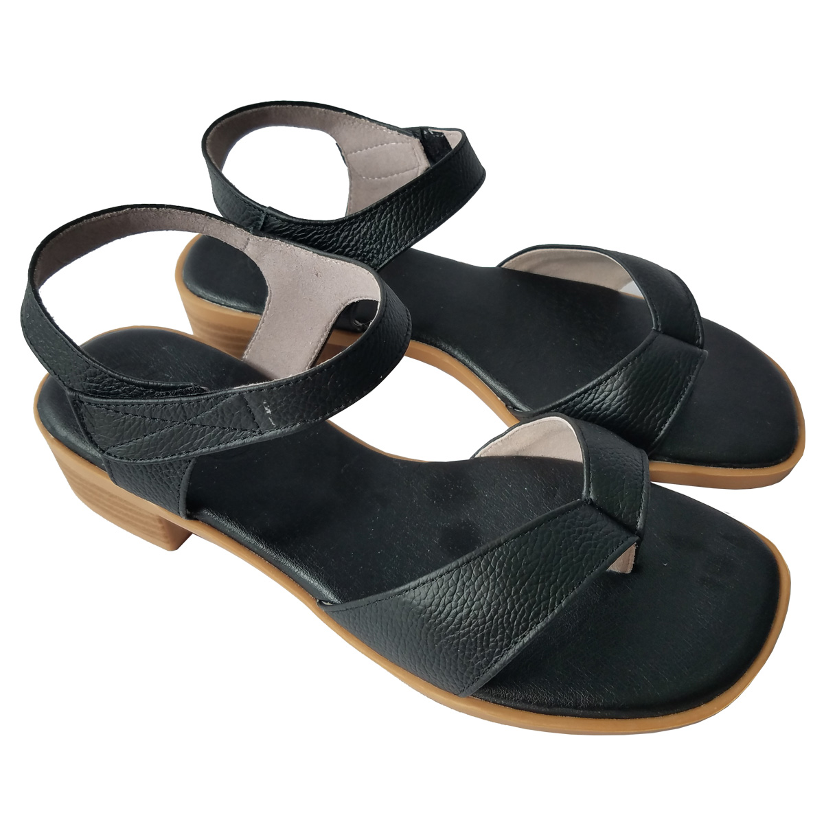 Giày Sandal Xỏ Ngón BIGGBEN Da Bò Thật Cao 3 Phân SDCG97