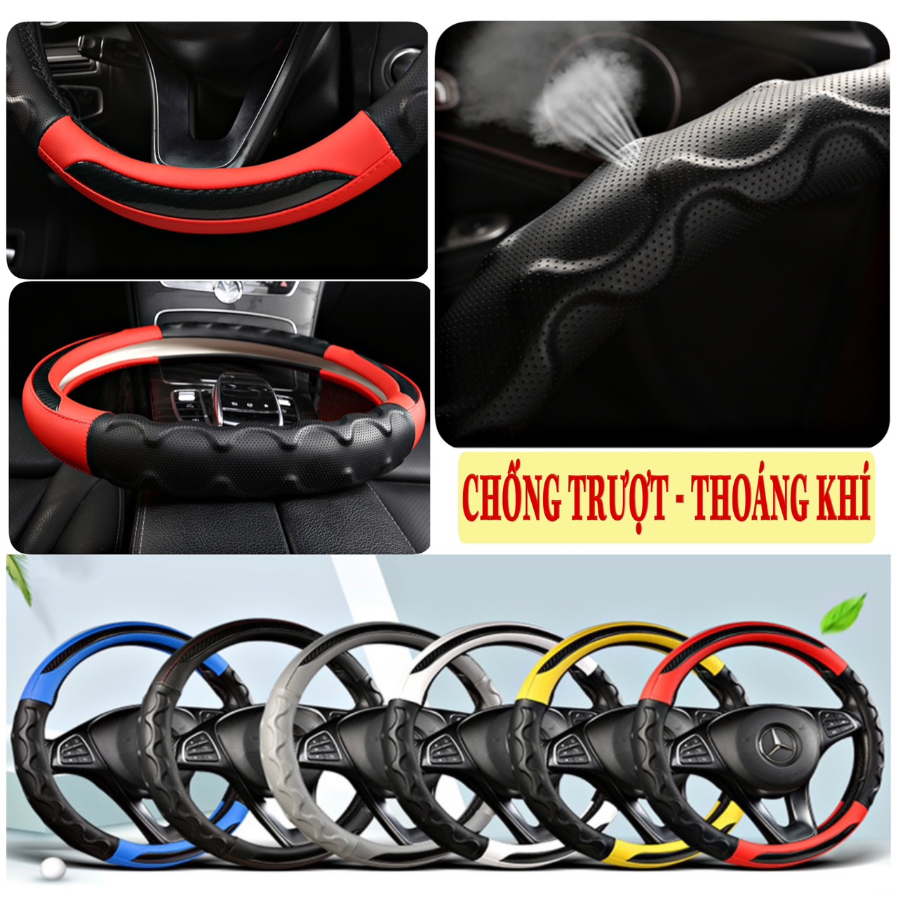 Bọc vô lăng bao tay lái ô tô xe hơi chất liệu cao cấp dành cho xe 4 chỗ 5 chỗ 7 chỗ bán tải đường kính 38cm