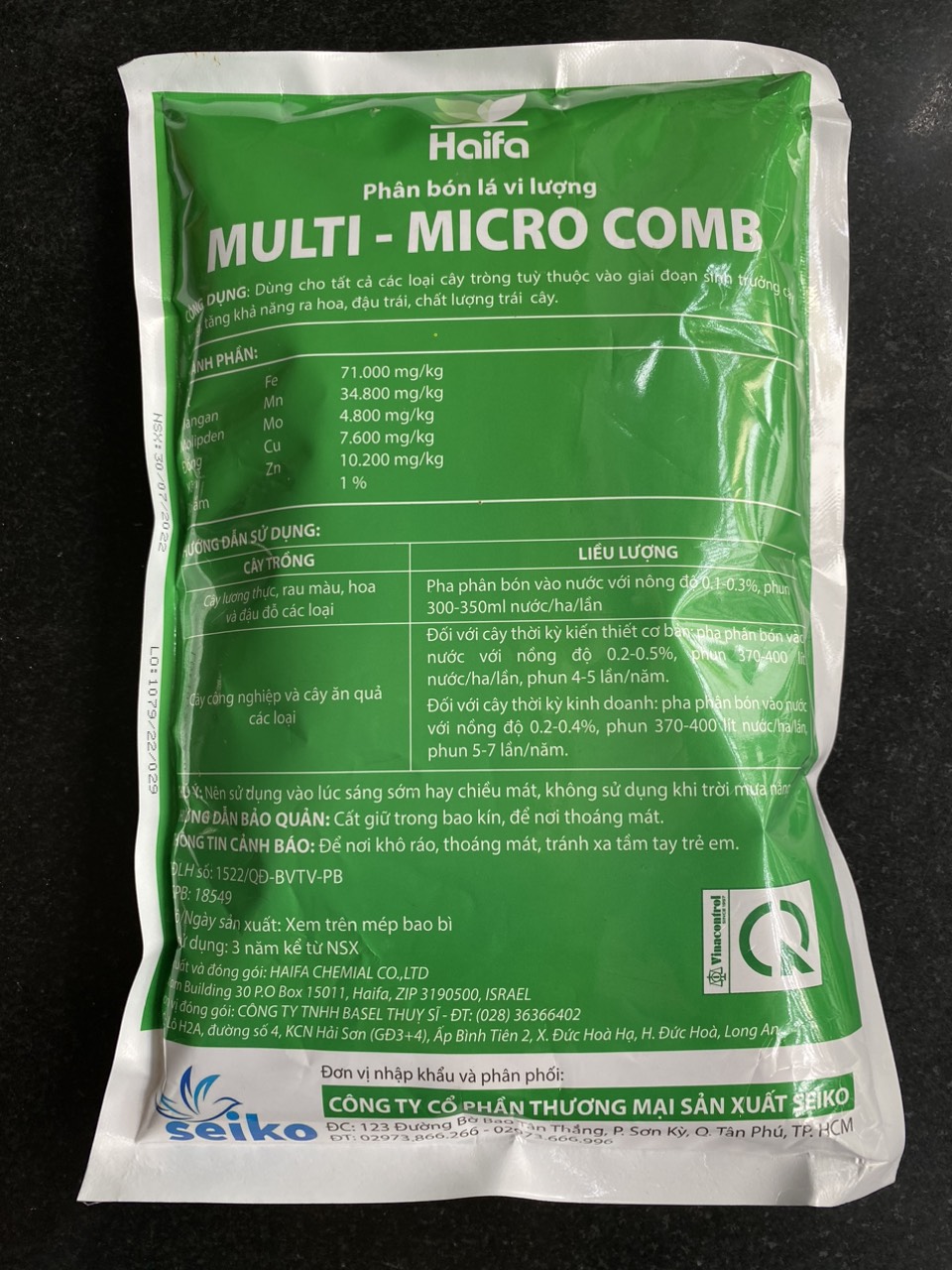 Phân bón lá vi lượng MULTI-MICRO COMB- Haifa Isarel chính hãng
