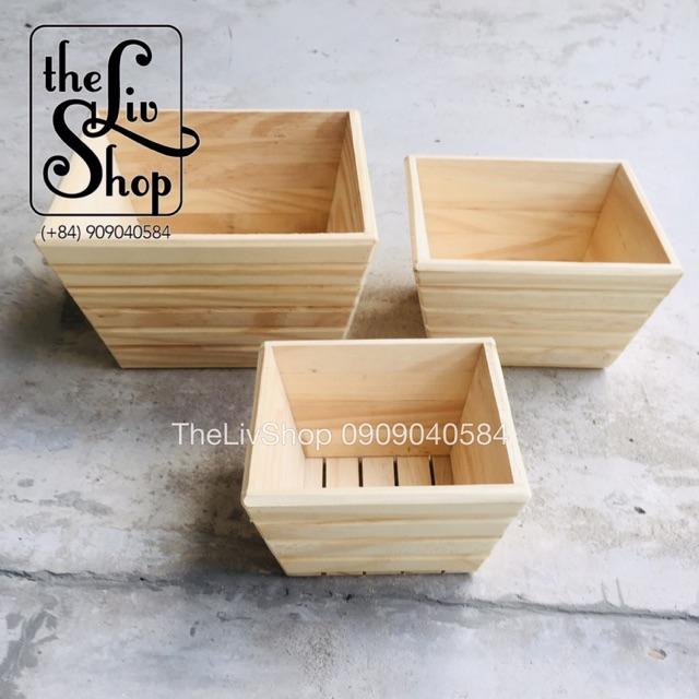 Chậu cây bằng gỗ thông 3 sizes