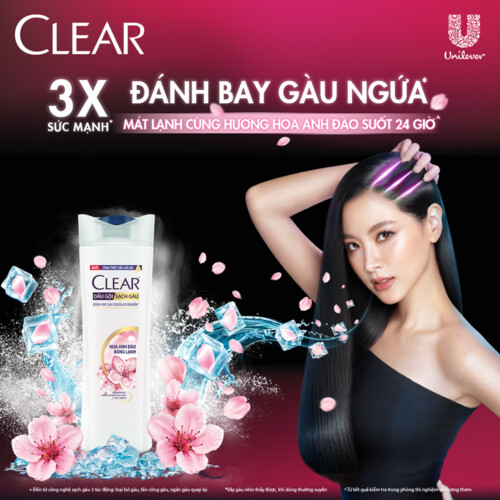 Dầu gội sạch gàu Clear Hoa Anh Đào đánh bay gàu & nhờn ngứa, sảng khoái cả ngày dài 630G