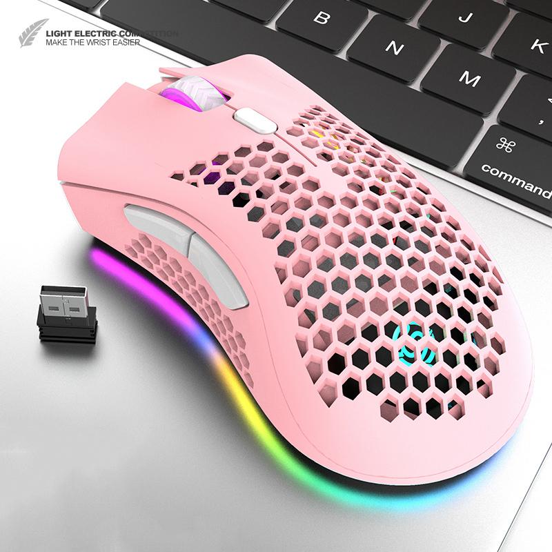 Chuột Không Dây USB Máy Tính Im Lặng Công Thái Chuột 1600 DPI Tổ Ong RGB Quang Mause Game Thủ Noiseless Chuột
